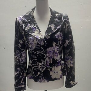 Elie Tahari Black and Purple Patterned Blazer